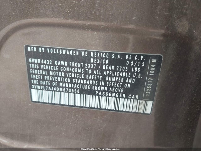 Продажа на аукционе авто 2013 Volkswagen Jetta Sportwagen 2.0l Tdi, vin: 3VWPL7AJ4DM673556, номер лота: 46080901