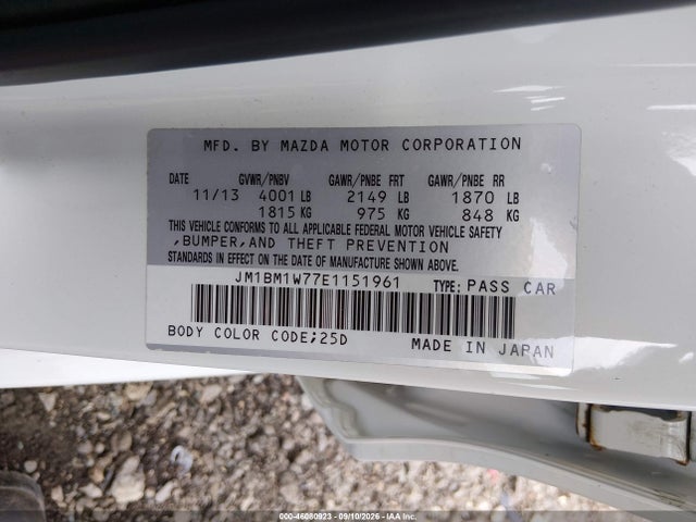 Aukcja sprzedaży 2014 Mazda Mazda3 I Grand Touring, vin: JM1BM1W77E1151961, numer aukcji: 46080923