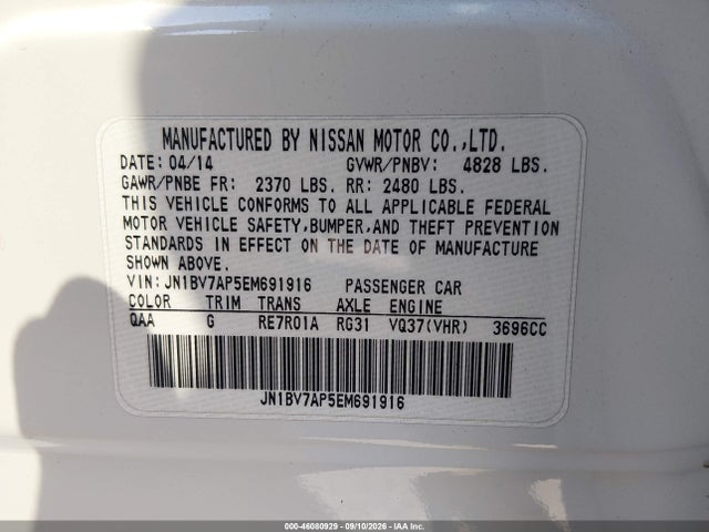 Aukcja sprzedaży 2014 Infiniti Q50 Sport, vin: JN1BV7AP5EM691916, numer aukcji: 46080929