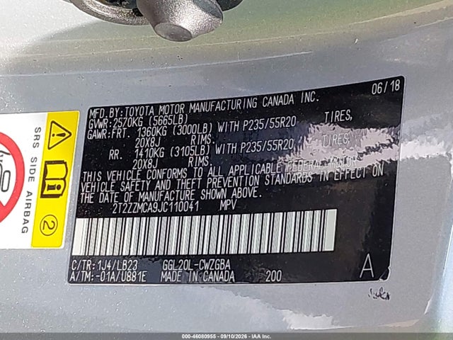 46080955 :رقم المزاد ، 2T2ZZMCA9JC110041 vin ، 2018 Lexus Rx 350 مزاد بيع