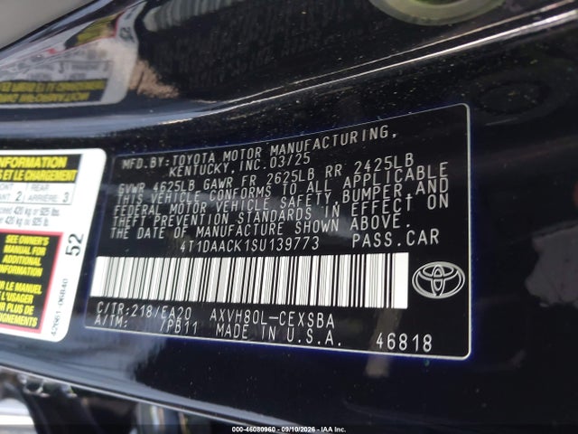Продаж на аукціоні авто 2025 Toyota Camry Se, vin: 4T1DAACK1SU139773, номер лоту: 46080960