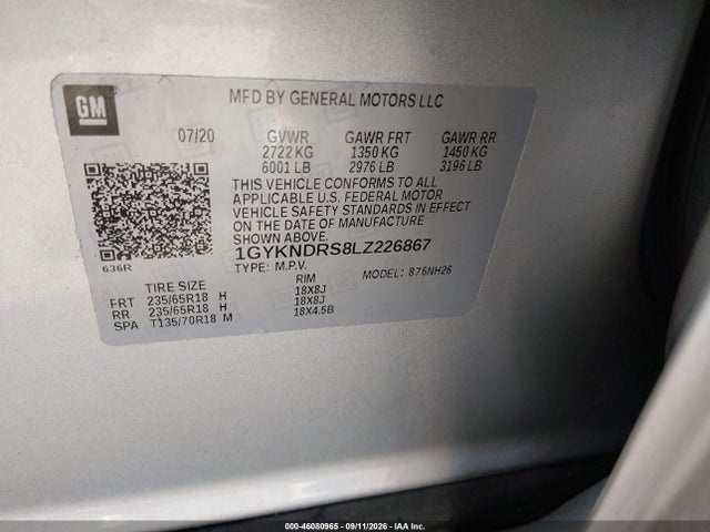 Aukcja sprzedaży 2020 Cadillac Xt5 Awd Premium Luxury, vin: 1GYKNDRS8LZ226867, numer aukcji: 46080965