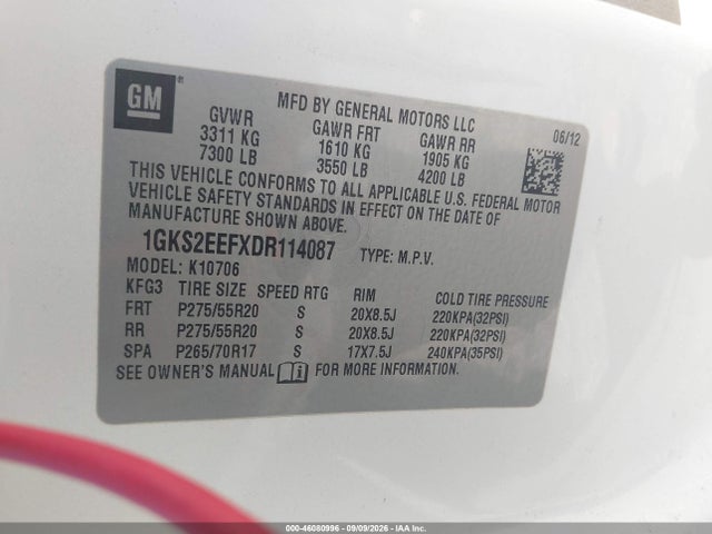 Aukcja sprzedaży 2013 Gmc Yukon Denali, vin: 1GKS2EEFXDR114087, numer aukcji: 46080996