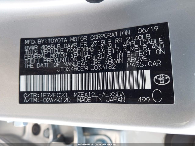 Toyota COROLLA SE 2020 JTDS4RCE9LJ033182 Image 9