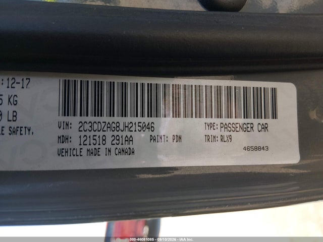 Продажа на аукционе авто 2018 Dodge Challenger Sxt Plus, vin: 2C3CDZAG8JH215046, номер лота: 46081085