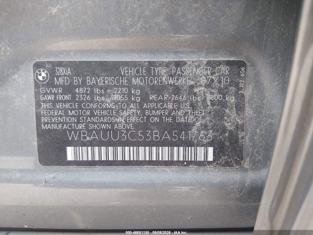 Продажа на аукционе авто 2011 Bmw 328i Xdrive, vin: WBAUU3C53BA541763, номер лота: 46081155