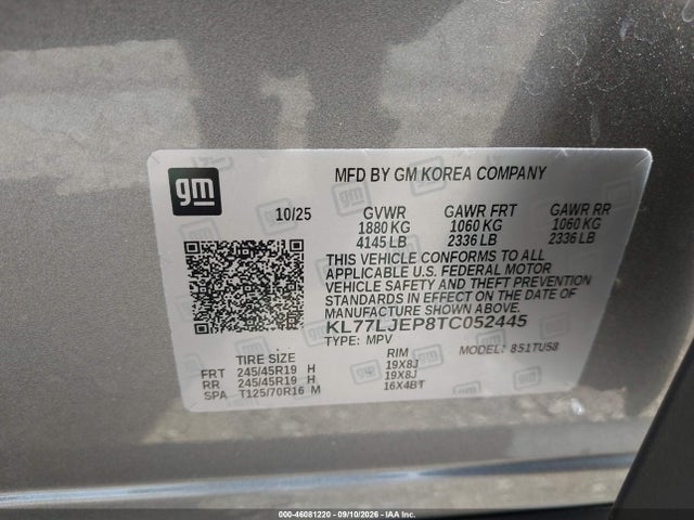Продажа на аукционе авто 2026 Chevrolet Trax Fwd 2rs, vin: KL77LJEP8TC052445, номер лота: 46081220
