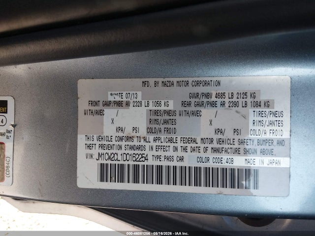Aukcja sprzedaży 2013 Mazda Mazda5 Touring, vin: JM1CW2CL1D0162254, numer aukcji: 46081256