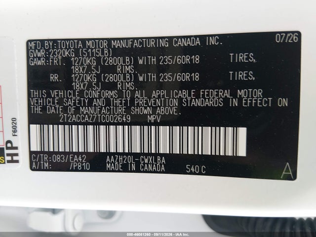 Продажа на аукционе авто 2026 Lexus Nx 350h, vin: 2T2ACCAZ7TC002649, номер лота: 46081260