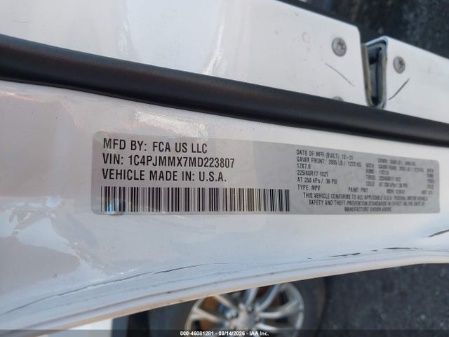 Aukcja sprzedaży 2021 Jeep Cherokee Latitude Lux 4x4, vin: 1C4PJMMX7MD223807, numer aukcji: 46081281