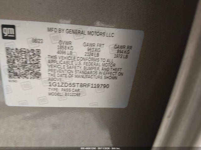 Продаж на аукціоні авто 2024 Chevrolet Malibu Fwd 1lt, vin: 1G1ZD5ST8RF119790, номер лоту: 46081298