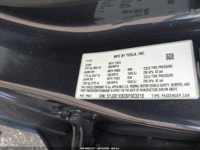 Tesla Model 3 Long Range All-wheel Drive 2025 5YJ3E1EB3SF903018 Image 9