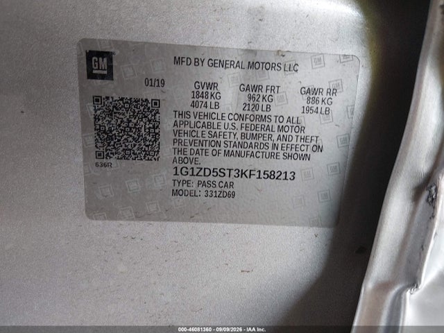 Chevrolet MALIBU LT 2019 1G1ZD5ST3KF158213 Image 9