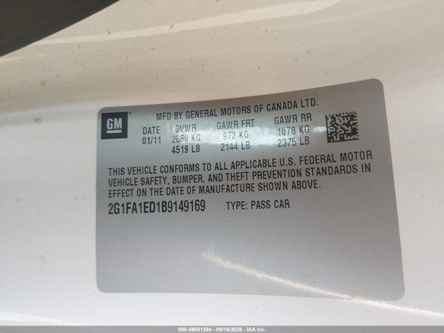 Продаж на аукціоні авто 2011 Chevrolet Camaro 2ls, vin: 2G1FA1ED1B9149169, номер лоту: 46081394