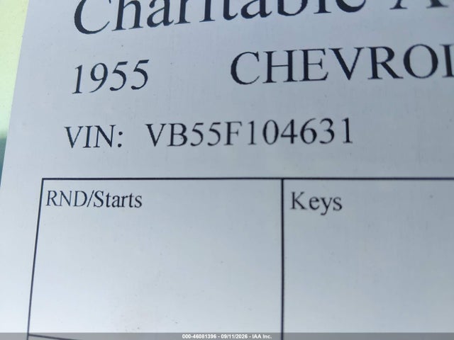 46081396 :رقم المزاد ، VB55F104631 vin ، 1955 Chevrolet Station Wagon مزاد بيع