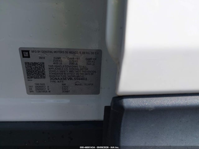 46081434 :رقم المزاد ، 3GNAXSEV9LS544811 vin ، 2020 Chevrolet Equinox Awd Ls مزاد بيع