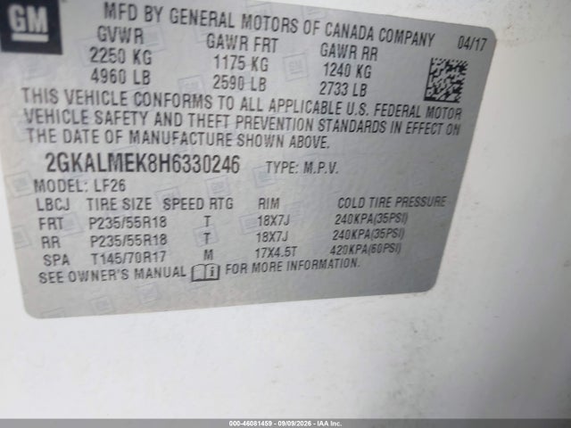 2GKALMEK8H6330246 GMC Terrain Sle-1