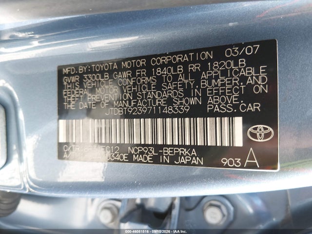 Aukcja sprzedaży 2007 Toyota Yaris, vin: JTDBT923971148339, numer aukcji: 46081516