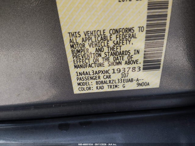 Nissan Altima 2.5 Sl 2017 1N4AL3APXHC193783 Image 9