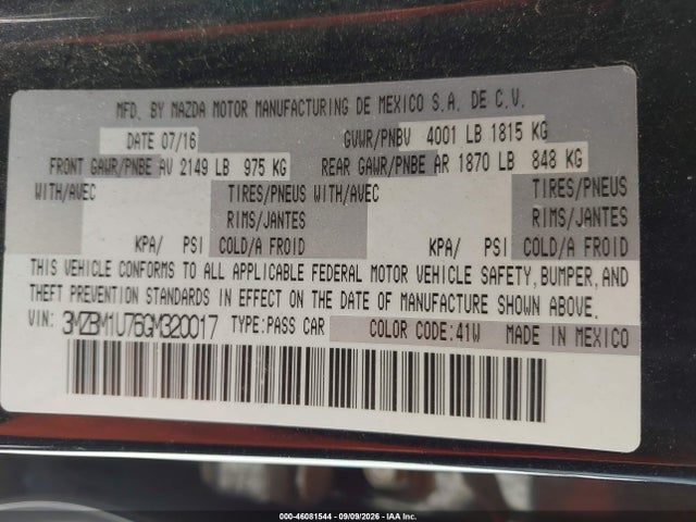 Mazda Mazda3 I Sport 2016 3MZBM1U76GM320017 Image 9