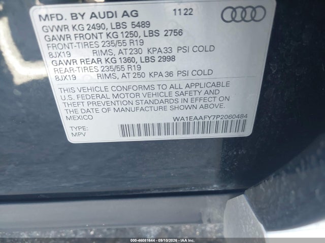 Aukcja sprzedaży 2023 Audi Q5 Premium Plus 45 Tfsi S Line Quattro, vin: WA1EAAFY7P2060484, numer aukcji: 46081644