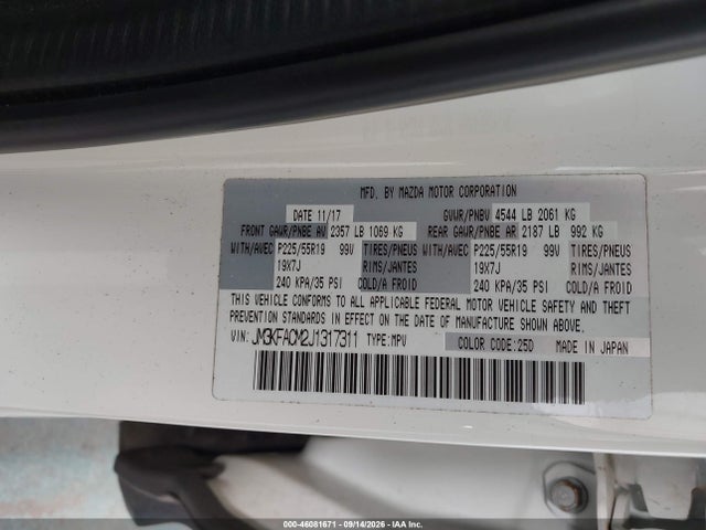 Продажа на аукционе авто 2018 Mazda Cx-5 Touring, vin: JM3KFACM2J1317311, номер лота: 46081671