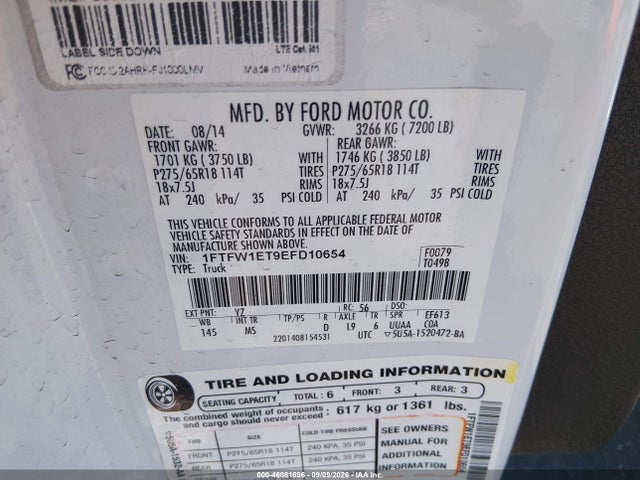 Ford F-150 Xlt 2014 1FTFW1ET9EFD10654 Image 9