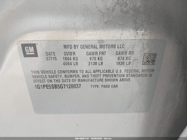 Продаж на аукціоні авто 2016 Chevrolet Cruze Limited 1lt Auto, vin: 1G1PE5SB5G7128837, номер лоту: 46081747