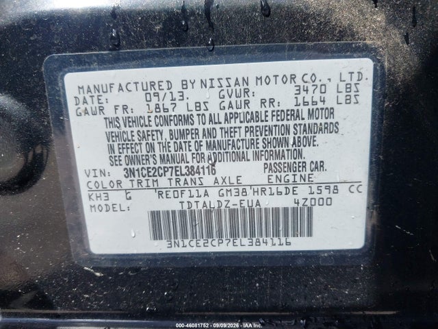 Aukcja sprzedaży 2014 Nissan Versa Note Sv, vin: 3N1CE2CP7EL384116, numer aukcji: 46081752