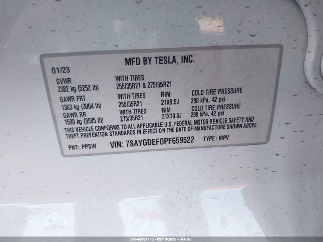 Aukcja sprzedaży 2023 Tesla Model Y Performance Dual Motor All-wheel Drive, vin: 7SAYGDEF0PF659522, numer aukcji: 46081785