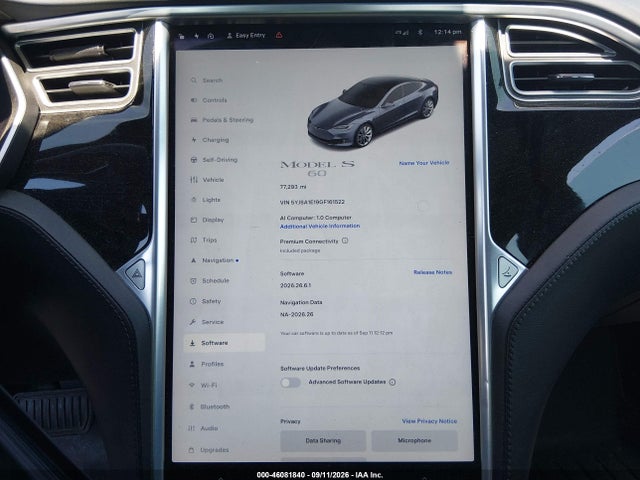 Продажа на аукционе авто 2016 Tesla Model S 60/70/75/85, vin: 5YJSA1E19GF161522, номер лота: 46081840