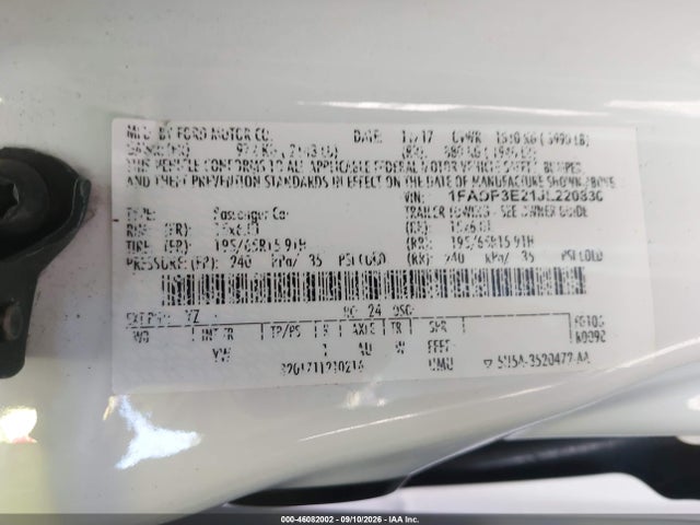 Продаж на аукціоні авто 2018 Ford Focus S, vin: 1FADP3E21JL220830, номер лоту: 46082002