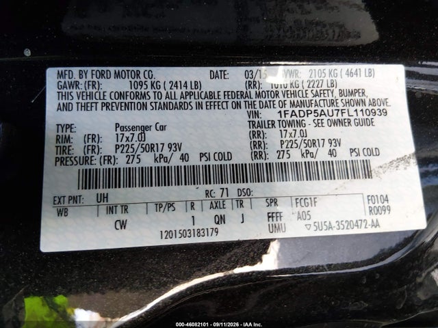Ford C-max Hybrid Se 2015 1FADP5AU7FL110939 Image 9