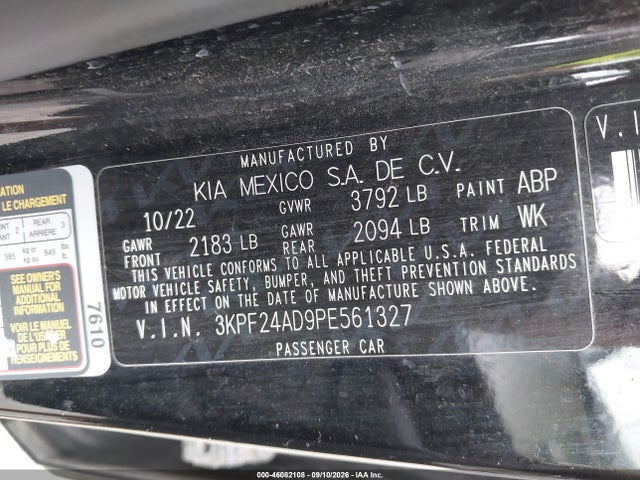 Auction sale of the 2023 Kia Forte Lxs, vin: 3KPF24AD9PE561327, lot number: 46082108