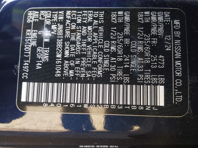46082185 :رقم المزاد ، JN8BT3BB2SW161048 vin ، 2025 Nissan Rogue Sv Intelligent Awd مزاد بيع
