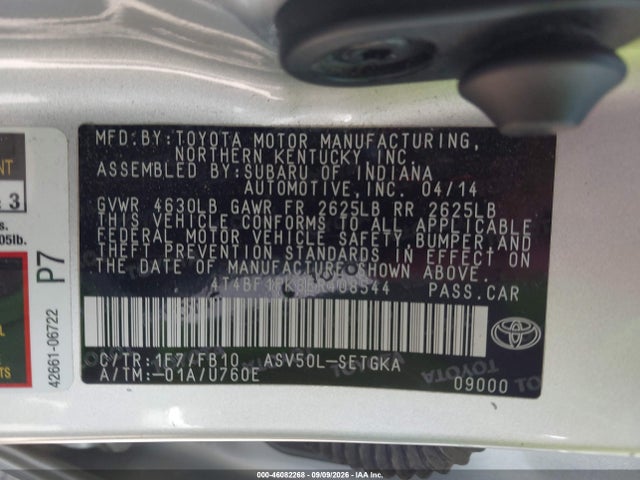 4T4BF1FK8ER408544 Toyota CAMRY XLE