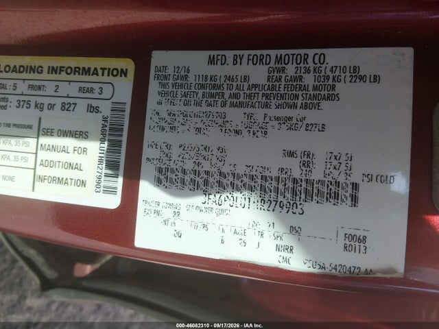 Ford Fusion Hybrid Se 2017 3FA6P0LU1HR279903 Image 9