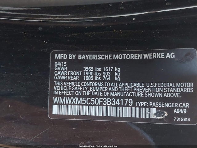 2015 Mini Hardtop Cooper მანქანა იყიდება აუქციონზე, vin: WMWXM5C50F3B34179, აუქციონის ნომერი: 46082369