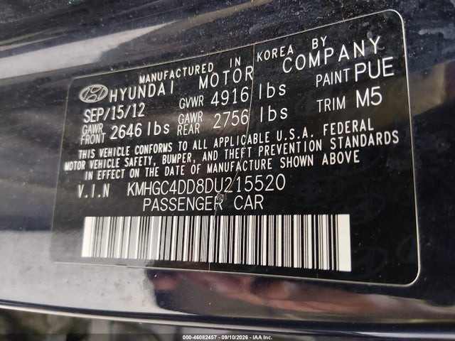 Aukcja sprzedaży 2013 Hyundai Genesis 3.8, vin: KMHGC4DD8DU215520, numer aukcji: 46082457