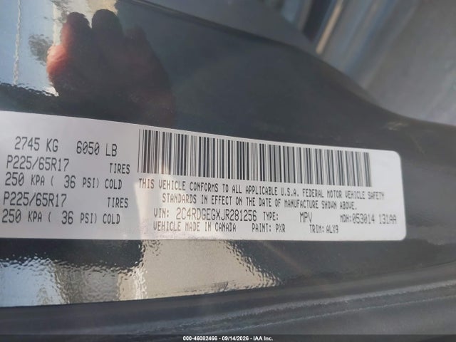 Продажа на аукционе авто 2018 Dodge Grand Caravan Gt, vin: 2C4RDGEGXJR281256, номер лота: 46082466