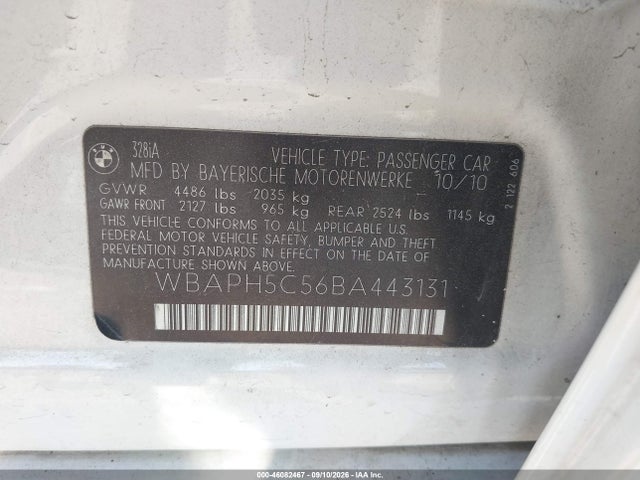 Продажа на аукционе авто 2011 Bmw 328i, vin: WBAPH5C56BA443131, номер лота: 46082467