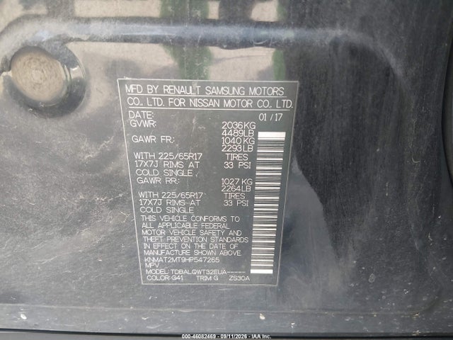 Продаж на аукціоні авто 2017 Nissan Rogue Sv, vin: KNMAT2MT9HP547265, номер лоту: 46082469