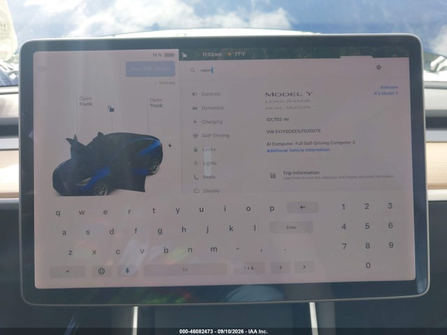 46082473 :رقم المزاد ، 5YJYGDEE1LF035078 vin ، 2020 Tesla Model Y Long Range Dual Motor All-wheel Drive مزاد بيع