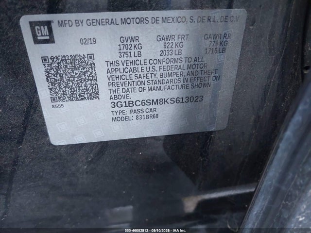 Chevrolet CRUZE LS 2019 3G1BC6SM8KS613023 Image 9