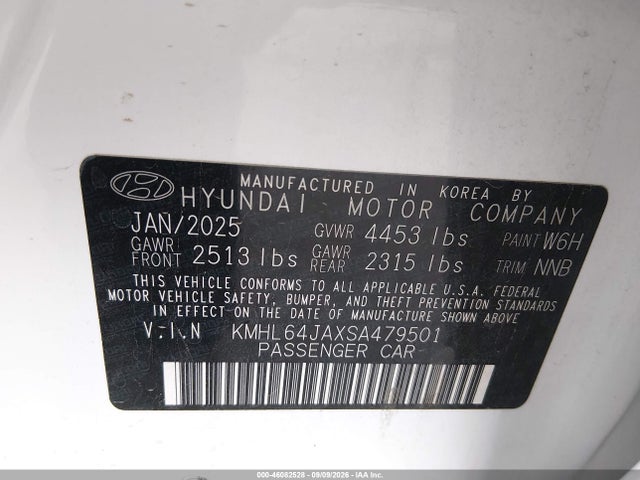 Продажа на аукционе авто 2025 Hyundai Sonata Sel, vin: KMHL64JAXSA479501, номер лота: 46082528