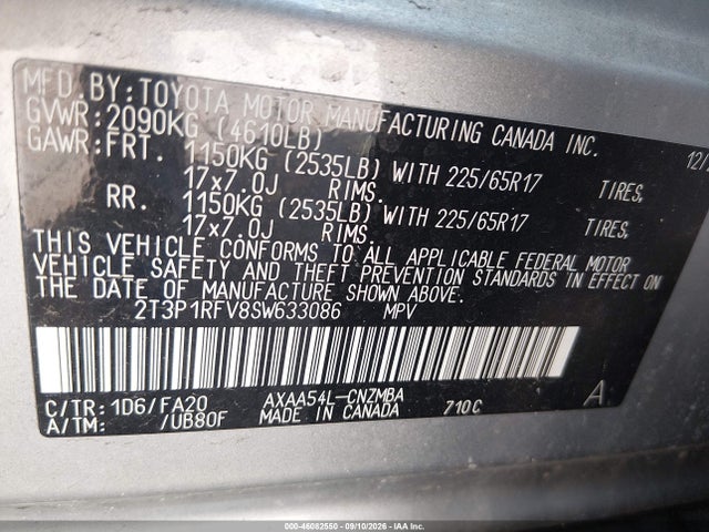 Aukcja sprzedaży 2025 Toyota Rav4 Xle, vin: 2T3P1RFV8SW633086, numer aukcji: 46082550