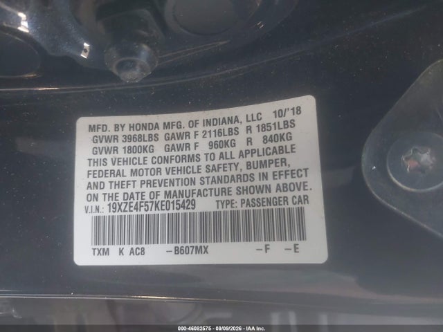 19XZE4F57KE015429 Honda INSIGHT EX