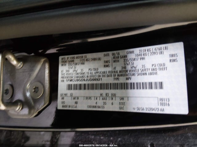 Ford ESCAPE SE 2018 1FMCU9GD9JUD08921 Image 9