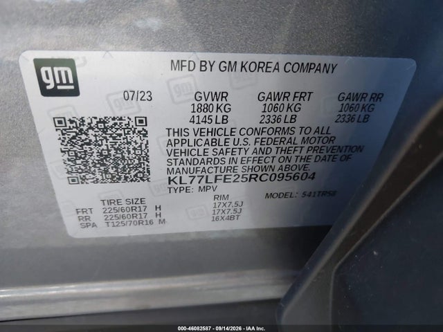 Aukcja sprzedaży 2024 Chevrolet Trax Fwd Sp, vin: KL77LFE25RC095604, numer aukcji: 46082587