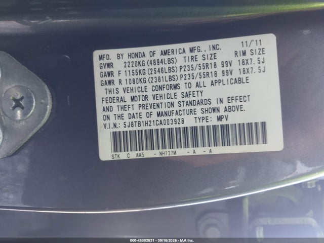 Продажа на аукционе авто 2012 Acura Rdx, vin: 5J8TB1H21CA003928, номер лота: 46082631